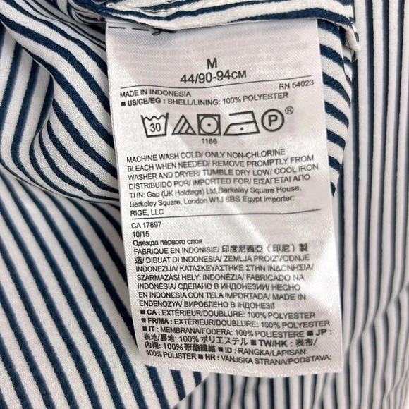 Banana Republic New Women’s M Collared Navy Blue Striped Long Sleeve Blouse - Picture 7 of 8